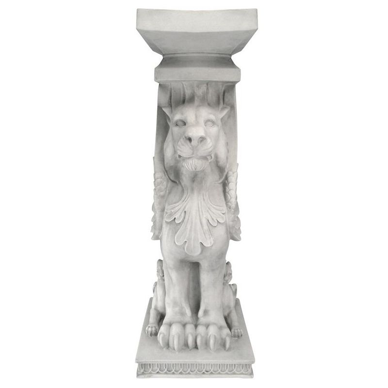 Design Toscano Trapezophoron Sculptural Winged Lion Pedestal: Set of Two, 3 of 7