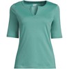 Lands' End Women's Cotton Polyester Modern Half Sleeve Splitneck - 2 of 2