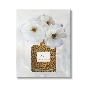 Stupell Industries Leopard Print Perfume Bottle Glam White Spring Florals - 1 of 4