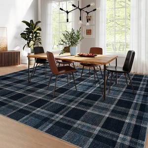 Modern Washable Area Rug, Geometric Pattern Throw Carpet with Non Slip Backing, Stain Resistant Floor Cover for Living Room - 1 of 4