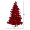 Nearly Natural 7-ft Red Flocked Fraser Fir Artificial Christmas Tree with 500 Red Lights, 40 Globe Bulbs and 1039 Bendable Branches - 2 of 4