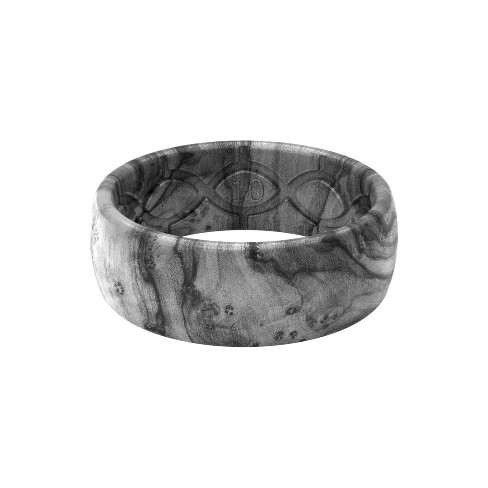 Enso Rings Thin Etched Bevel Series Silicone Ring - Misty Gray Aspen 7