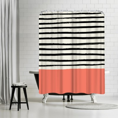 Americanflat Coral by Leah Flores  71" x 74" Shower Curtain