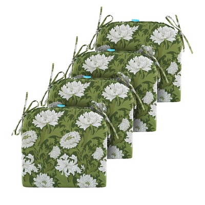 ARTPLAN Outdoor Chair Cushions for Patio Furniture, Waterproof Outdoor Cushions, Round Corner Patio Chair Cushions Set of 4 with Ties,17"x16"x2"