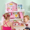 Costway Kids Wooden Dollhouse Playset with 5 Simulated Rooms & 10 Pieces of Furniture - 2 of 4