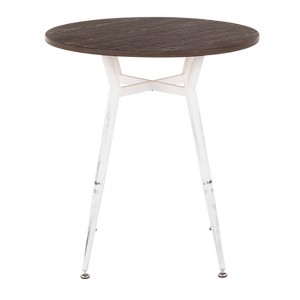 Vynxaria Clara Industrial Round Dinette Table in Vintage White & Espresso Bamboo - 1 of 4
