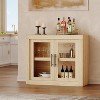 CuisinSmart 35" Sideboard Buffet Cabinet with 2 Glass Doors, Mid Century Modern Accent Cabinet with Storage for Living Room Kitchen, Natural - 3 of 4