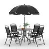6 Pieces Outdoor Dining Set With Umbrella, Patio Table and 4 Folding Chairs With Umbrella, Garden Patio Furniture Set With Umbrellas - 3 of 4