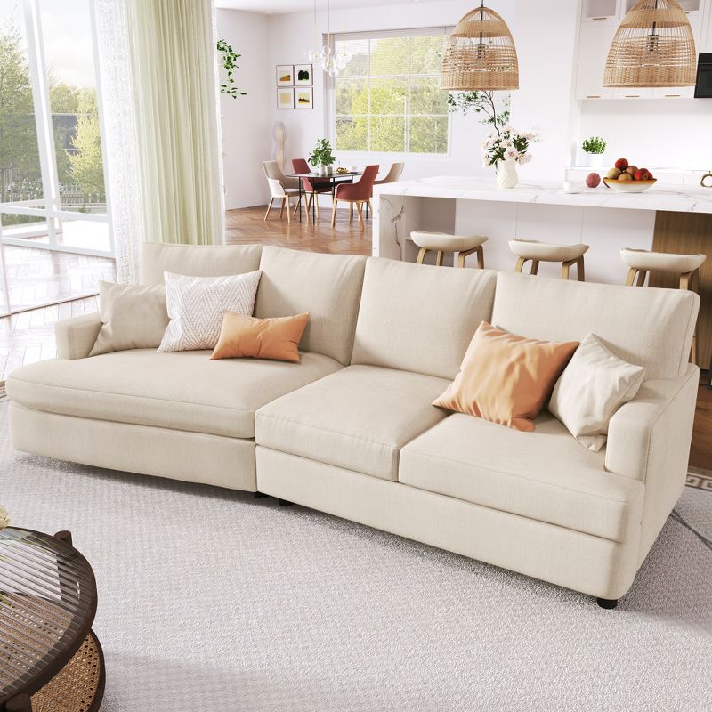 3 Seat Streamlined Upholstered Sofa Couch with Removable Back and Seat Cushions and 2 pillows-ModernLuxe, 2 of 13
