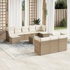 vidaXL Patio Sofa Set with Cushions Outdoor Furniture 10 Piece Poly Rattan - Beige and Cream With Table - 2 of 4