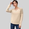 Anna-Kaci Women's Lace Raglan Sleeve Top with Sheer Floral Shoulder Detail - 3 of 4