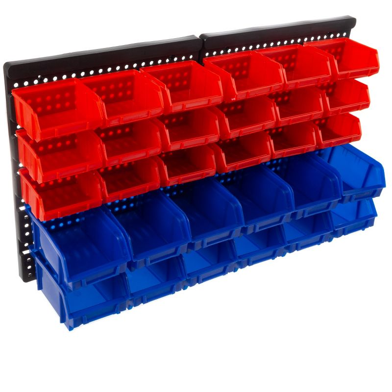 Fleming Supply Wall-Mounted 30-Bin Organizer Rack - Red/Blue, 1 of 4