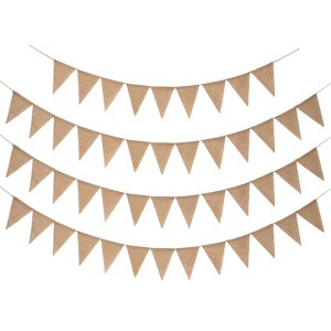 Unique Bargains Birthday Parties Halloween Decoration Cotton and Linen Burlap Triangle Flag Banner Cream 48 Pcs - 1 of 4