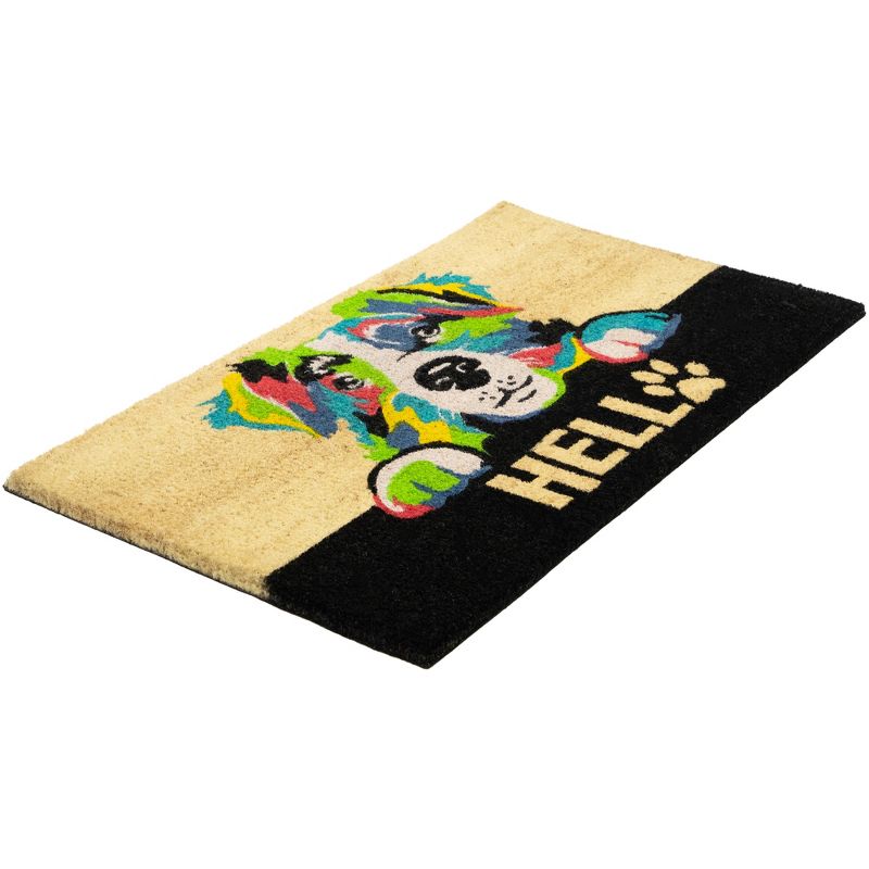 Northlight Ivory and Black "Hello" Multicolor Dog Outdoor Coir Doormat 18" x 30", 5 of 7