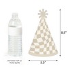 Big Dot of Happiness Tan Checkered Party - Cone Happy Birthday Party Hats for Kids and Adults - Set of 8 (Standard Size) - 3 of 4