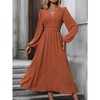 Women's 2025 Fall Long Sleeve Maxi Dress V Neck A Line Long Flowy Casual Party Dresses - 2 of 4