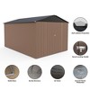 8 x 12 FT Outdoor Storage Shed, Metal Garden Shed with Updated Frame Structure, Tool Sheds for Backyard Garden Patio Lawn, Brown - 3 of 4