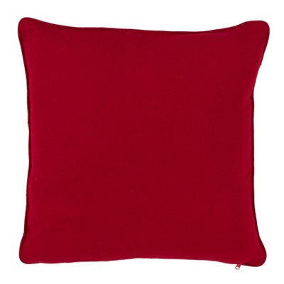 Red and White Snowflake Cotton Blend Square Pillow