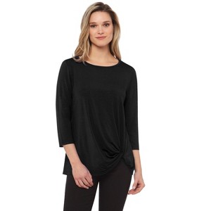 Rekucci Women’S Super Soft Knit Top With Knot Detail And 3/4 Sleeves – Eco-Friendly, Comfortable And Stylish Everyday Wear - 1 of 3