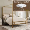 Canopy Bed, Bed with Upholstered Linen Fabric Headboard, Bed with 4-Poster Frame, Stylish Design Bed with Metal Frame-Baofuwish - 3 of 4