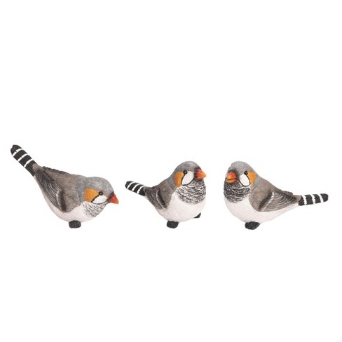 Transpac Large Resin Zebra Finch Bird Set of 3 Spring Home Decorations - image 1 of 1