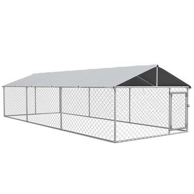 Pawhut 19.7' X 7.5' X 4.9' Dog Kennel, Outdoor Dog Run With Waterproof ...