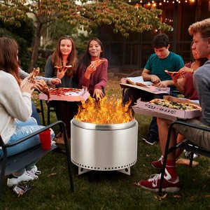 TROPOW 20.5" Smokeless Fire Pit - Portable Stainless Steel Firepit with Air Switch & Removable Stand for Camping/Backyard (Cross Round Hollow, 1-Pack) - 1 of 4