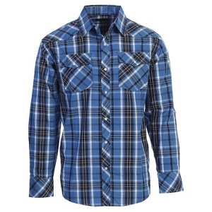 Gioberti Men's Western Plaid Long Sleeve Shirt with Pearl Snap-on - 1 of 4
