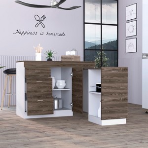 XIYUYEU Kitchen Island Centerpiece with L-Shaped Convertible Kitchen Island Table for Kitchen, Dining Room - 1 of 4