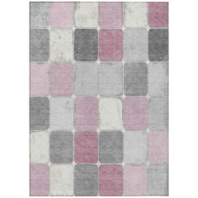 HomeRoots 10' X 14' Blush And Gray Geometric Washable Indoor Outdoor Area Rug