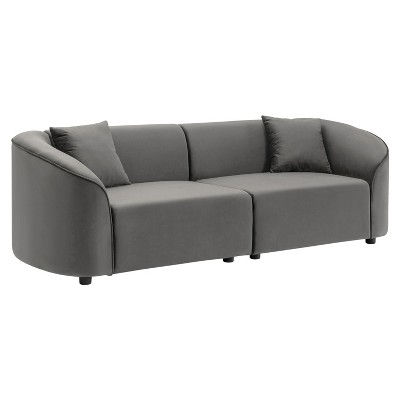 NicBex 87.25 Inch Modern Velvet Curved Sofa with 2 Throw Pillows for Living Room,Bedroom,Office,Apartment