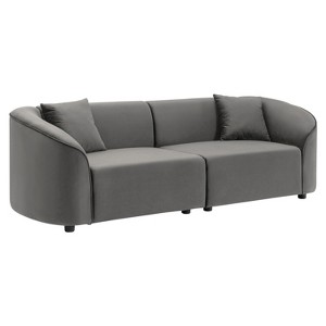 NicBex 87.25 Inch Modern Velvet Curved Sofa with 2 Throw Pillows for Living Room,Bedroom,Office,Apartment - 1 of 4