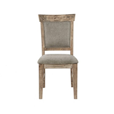 Oliver Rustic Linen & Weathered Wood Side Chair Set, Gray