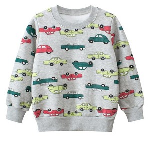 MyKids-USA Baby Boys Automobile Cars Cartoon Crew Neck Long Sleeve Grey Pullover - 1 of 4