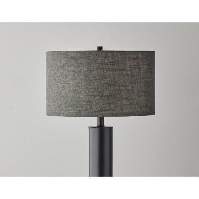 Ezra Black Metal Table Lamp with Crystal Base and Drum Shade