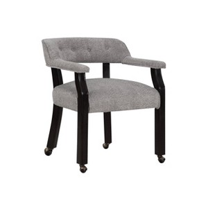 Treasure Trove Accents Castered Dining Chair Vandusen Black/Gray: Upholstered Polyester, Rubberwood Frame, Spot Clean - 1 of 4