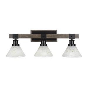 Toltec Lighting Tacoma 3 - Light Vanity in  Black/Painted Wood with 7" Gold Ice Shade - 1 of 1