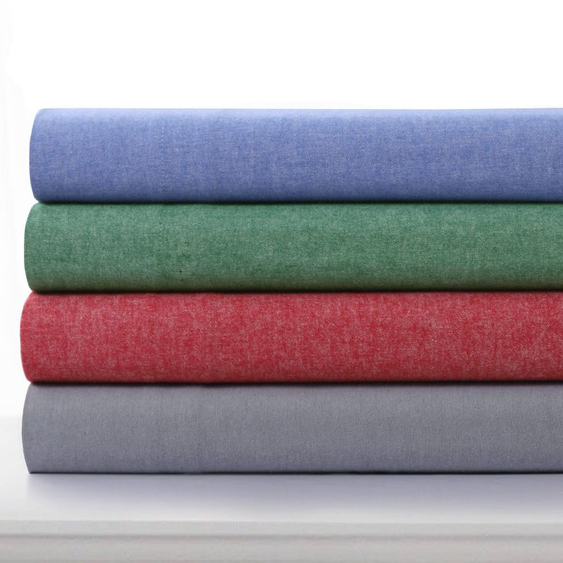 Tribeca Living Queen Yarn Dyed Portuguese Cotton Flannel Extra Deep Pocket Sheet Set Heather Gray, 3 of 4