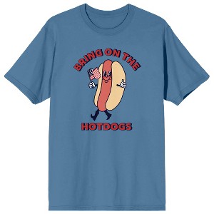 Americana Bring On The Hot Dogs Crew Neck Short Sleeve Blue Fog Men's T-shirt - 1 of 2