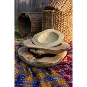 Handcrafted Rustic Teak Wood Bowls – Set of 3 by Kalalou - 1 of 3