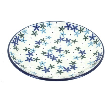 Blue Rose Polish Pottery Floating Flowers Dessert Plate