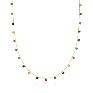 Ross-Simons 4.10 ct. t.w. Multicolored Sapphire and 1.30 ct. t.w. Ruby Bead Station Necklace in 10kt Yellow Gold - 1 of 4