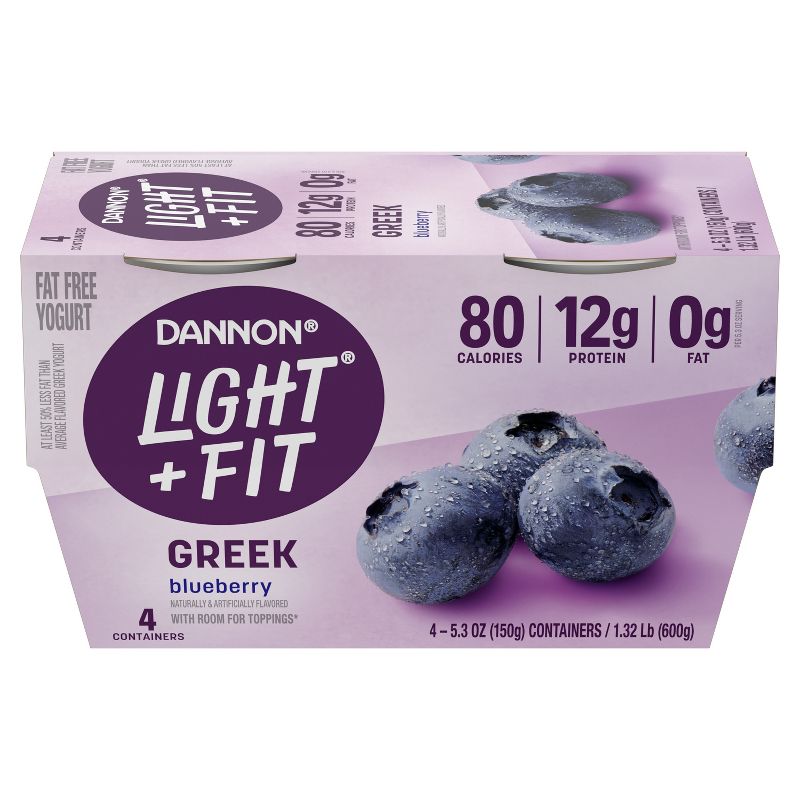 Light + Fit Nonfat Gluten-Free Blueberry Greek Yogurt - 4ct/5.3oz Cups, 3 of 9