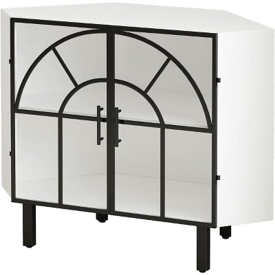 White Corner Cabinet,Glass Display Curio Cabinet,Corner Bookshelf Home Bar Furniture for Living Room Bedroom Office Hallway