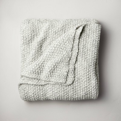 King Chunky Knit Bed Blanket Marled Gray Casaluna