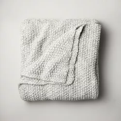 Full/Queen Chunky Knit Bed Blanket Marled Gray - Casaluna™
