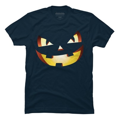 Men's Design By Humans Halloween Pumpkin Evil Smiley Face By artdim T-Shirt
