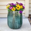 Sunnydaze Chevron Pattern Ceramic Outdoor Planter - 10" Round - Dark Olive - 3 of 4