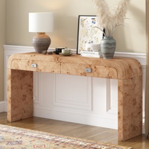 Modern Console Table with 2 Drawers, Multifunctional Wood Veneer Entryway Table for Hallway, Living Room & Foyer-The Pop Home - 1 of 4