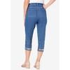 Roaman's Women's Plus Size Sequin Trim Straight Leg Capri Jean - 3 of 4